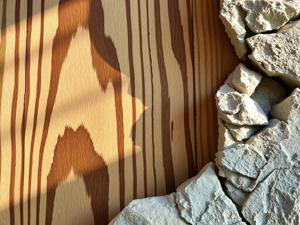 Jonction bois et pierre